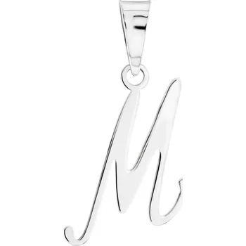 Přívěsek GEMMAX Original – garance kvality Velký přívěsek písmeno M bílé zlato - psací – zlatý šperk ryzosti 585/1000 v Dárkovém balení s Certifikátem GUPWN-42401