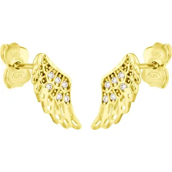 Náušnice GEMMAX Zlaté náušnice Andělská křídla na puzetu – zlatý šperk ryzosti 585/1000 v Dárkovém balení s Certifikátem GLEYB-39781