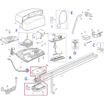 NICE PRSPIN02 kit kolejnicové hlavy pro SNA6/SNA30