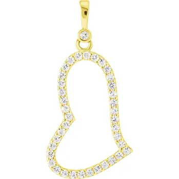 Přívěsek GEMMAX Zlaté srdíčko se zirkony – zlatý šperk ryzosti 585/1000 v Dárkovém balení s Certifikátem GLPYB-86941