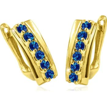 Náušnice GEMMAX Zlaté náušnice osazené tmavomodrými zirkony – zlatý šperk ryzosti 585/1000 v Dárkovém balení s Certifikátem GLEYM-62901