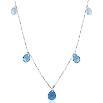 Náhrdelník Dámský stříbrný náhrdelník s modrými zirkony STNAH123F