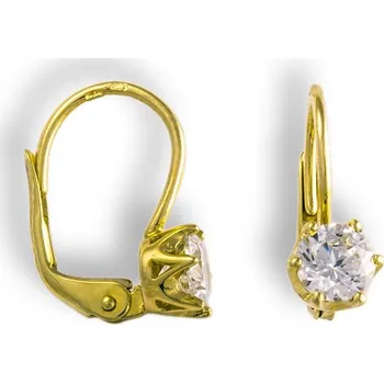 Náušnice GEMMAX Zlaté náušnice osazené bílým zirkonem - Solitér – zlatý šperk ryzosti 585/1000 v Dárkovém balení s Certifikátem GLEYB-02031