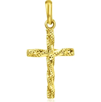 Přívěsek GEMMAX Třpytivý zlatý přívěsek křížek – zlatý šperk ryzosti 585/1000 v Dárkovém balení s Certifikátem GLPYN-29891