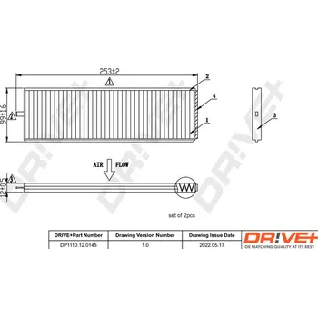Kabinový filtr Filtr vzduchu v interiéru Dr!ve+ DP1110.12.0145