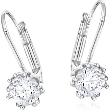 Náušnice Cutie Jewellery Z8001 Náušnice z bílého zlata se zirkony Ø 5,5 mm klapka model Z8001 – zlatý šperk ryzosti 585/1000 v Dárkovém balení s Certifikátem GLEWB-30161