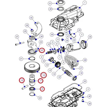 NICE SPAMG02400 sestava převodovky a hřídele s ložisky pro METRO MB5024 obsahuje:17,18,19,20,22