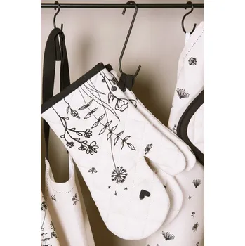 Chňapka Béžová bavlněná chňapka s květinami Flora And Fauna - 18*30 cm