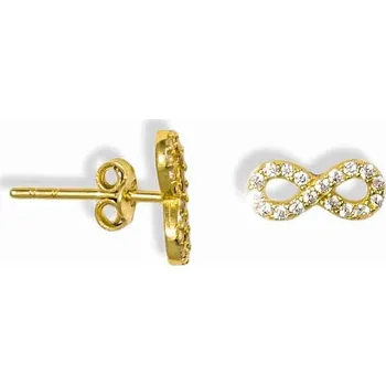 Náušnice GEMMAX Zlaté náušnice Nekonečno se zirkony – zlatý šperk ryzosti 585/1000 v Dárkovém balení s Certifikátem GBEYB-06091