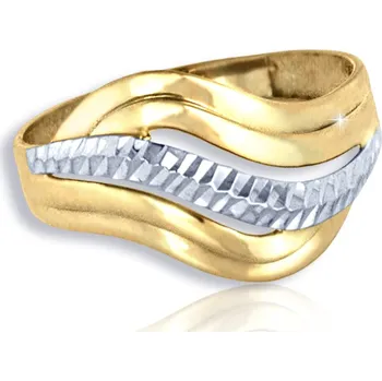 Prsten GEMMAX GLRCN602085 Elegantní zlatý prsten s gravírováním - žluto-bílé zlato vel.60 – zlatý šperk ryzosti 585/1000 v Dárkovém balení s Certifikátem GLRCN-60-20851