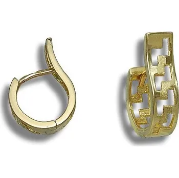 Náušnice GEMMAX Zlaté náušnice Ringgreek - lesk s matováním – zlatý šperk ryzosti 585/1000 v Dárkovém balení s Certifikátem GLECN-63251