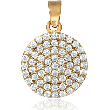Přívěsek GEMMAX GLPYB2044 Kulatý zlatý přívěsek zdobený zirkony – zlatý šperk ryzosti 585/1000 v Dárkovém balení s Certifikátem GLPYB-20441