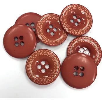Knoflík GU335, Plast. knoflík, červené, vlnky, 34 mm