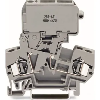 modulární přístroj a rozvaděč WAGO Svorka 281-611 2vodičová, pojistková svorka, s výklopným držákem pojistek, šedá 281-611