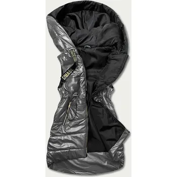 Dámská vesta Lesklá vesta v grafitové barvě s kapucí (B8130-70) odstíny šedé XXL (44)