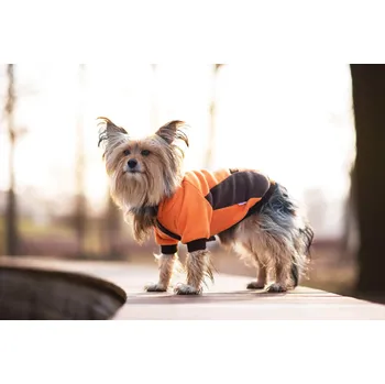 Obleček pro psa Vsepropejska Cool fleecová mikina pro psa s kapsičkou Barva: Oranžovo-hnědá, Délka zad (cm): 21, Obvod hrudníku: 30 - 38 cm
