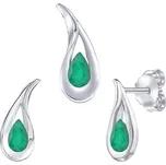 Stříbrný set šperků Daisy s pravým smaragdem - náušnice a přívěsek FWS15255ER
