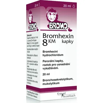Lék na kašel, rýmu a nachlazení Bromhexin KM 8mg/ml por.gtt.sol.1x20ml