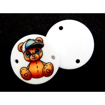 Knoflík GU506, Knoflík plastový, nášivka, Medvídek kluk, 36" / 1ks