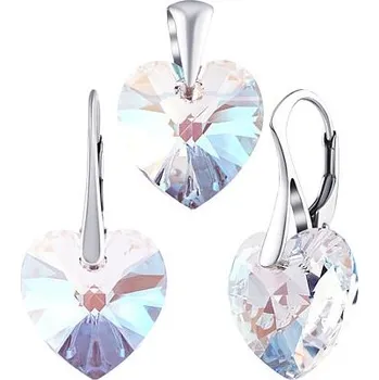 Souprava šperků Stříbrná sada šperků srdce 14mm se Swarovski® Crystals LSW6228P14CSSET