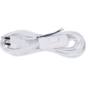 Prodlužovací kabel EMOS FLEXO S08273 napájecí přívod s vypínačem bílý 3m (2x0,75mm)