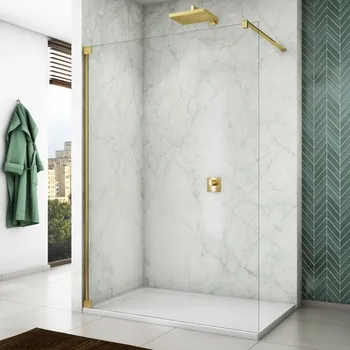 SanSwiss Cadura 120 cm pevná stěna walk-in samostatná s vyrovnávacím profilem - zlatý/sklo Shade CAT41201268