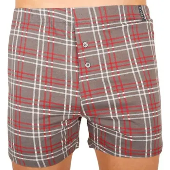 Trenýrky 2 Pack Pánské bavlněné trenýrky Molvy šedé káro MP1014 XL