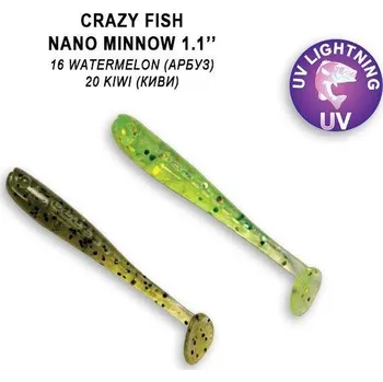 Umělá nástraha Gumová nástraha Crazy Fish Nano Minnow 2,7cm 16 Watermelon/20 Kiwi (16ks)