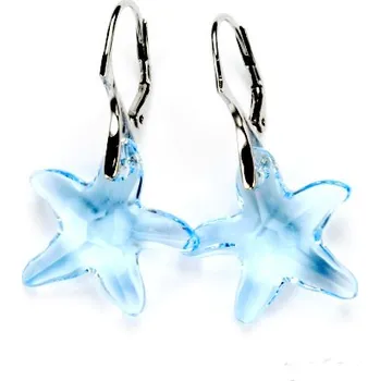 Náušnice Stříbrné náušnice mořská hvězda Swarovski akvamarine - NK1295 (Stříbrné náušnice se Swarovski krystalem)