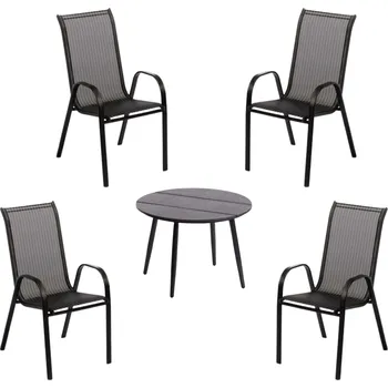 Zahradní sestava IWHOME IWH-10150038 Elche antracit + 4x židle Valencia 2 černá