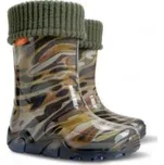 Demar Dětské zateplené holínky STORMER LUX PRINT - maskáčové - Velikost 20-21 zelené