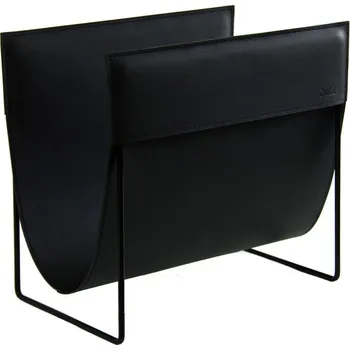 Úložný box Miiko Design Stojan na časopisy Makasiini, kůže / černý
