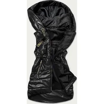 Dámská vesta Lesklá černá vesta s kapucí (B8130-1) odstíny černé XL (42)