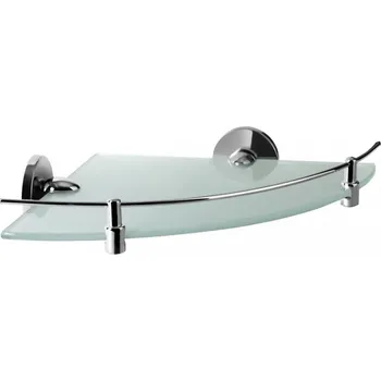 police CHROMA – Polička koupelnová skleněná rohová – chrom – 01435