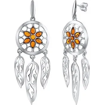 Náušnice Stříbrné náušnice s jantarem lapač snů Torvi AAJ731EAS1CG