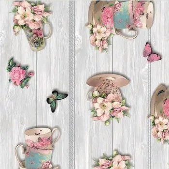 ubrus Ubrus PVC 092B metráž hrnečky s květy na dřevě šířka 140 cm