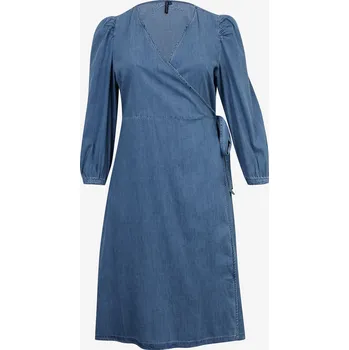Dámské šaty Modré dámské džínové zavinovací šaty ONLY CARMAKOMA Irina - Dámské Only modrá 2069188