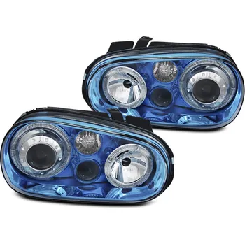 Přední světlomet TUNING-TEC Přední světla VW Golf IV 98-03 - černé ANGEL EYES modré