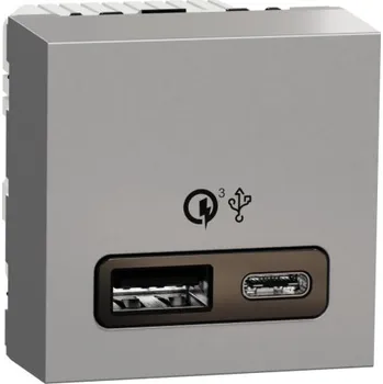 Elektrická zásuvka Zásuvka Unica aluminium USB A+C, 2.4A Schneider NU301930