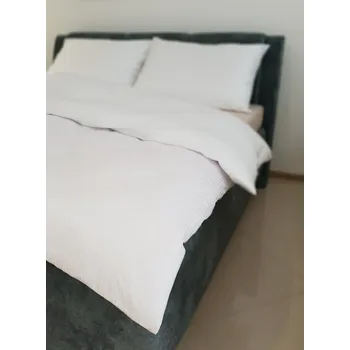 Polášek Povlečení damašek 4mm 100% bavlna Bílá pruhy 140x200 / 70x90