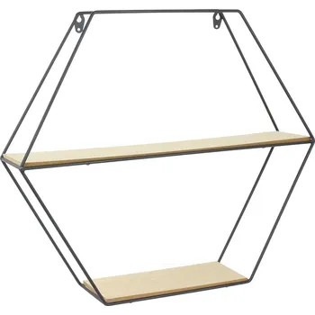 police Home Deco Factory Kovová polička šestihranná černá