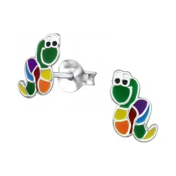 Náušnice Stříbrné náušnice červíček barevný - A4S31104 (Stříbrné náušnice na puzetu)