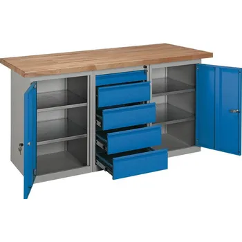 Dílenský stůl DÍLENSKÝ STŮL PROFI 1700 mm + zásuvkový kontejner + 2 skříňky IG290