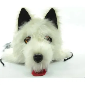 Čepice Zvířecí zimní čepice Pes – bílá, ručně šitá čepice s oušky, ocasem a chlupatým čumáčkem Barva: Bílá, Velikost: L (57-58)