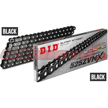 Řetězová sada pro motocykl D.I.D (Japonsko) Řetěz DID 525ZVM-X2 BLACK - X-ring - 122 článků