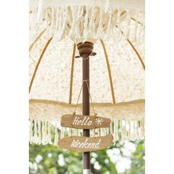 Plechová cedule 2ks závěsná dřevěná cedule Hello Weekend, Seas the Day - 30*5*20 cm