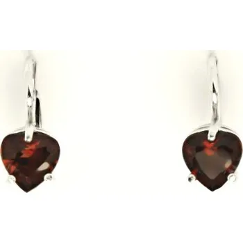 Náušnice Stříbrné náušnice srdce přírodní granát - NK1362 (Stříbrné náušnice s přírodním granátem 6x6 mm)