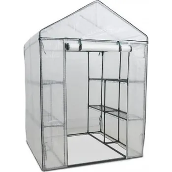 Skleník Skleník zahradní 140x140 cm s regálem 8 polic bílý