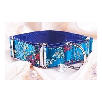 Obojek pro psa Luxusní obojek na chrta Martingale, šíře 5 cm, Emerald Blue Euphrat, modrý