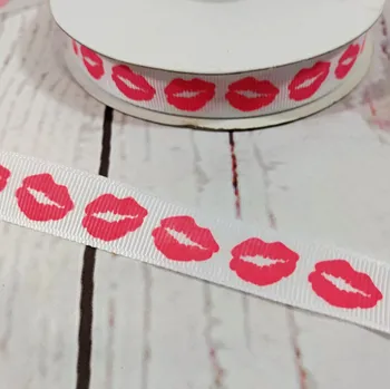 Stuha Rypsová stuha polibky na bílé